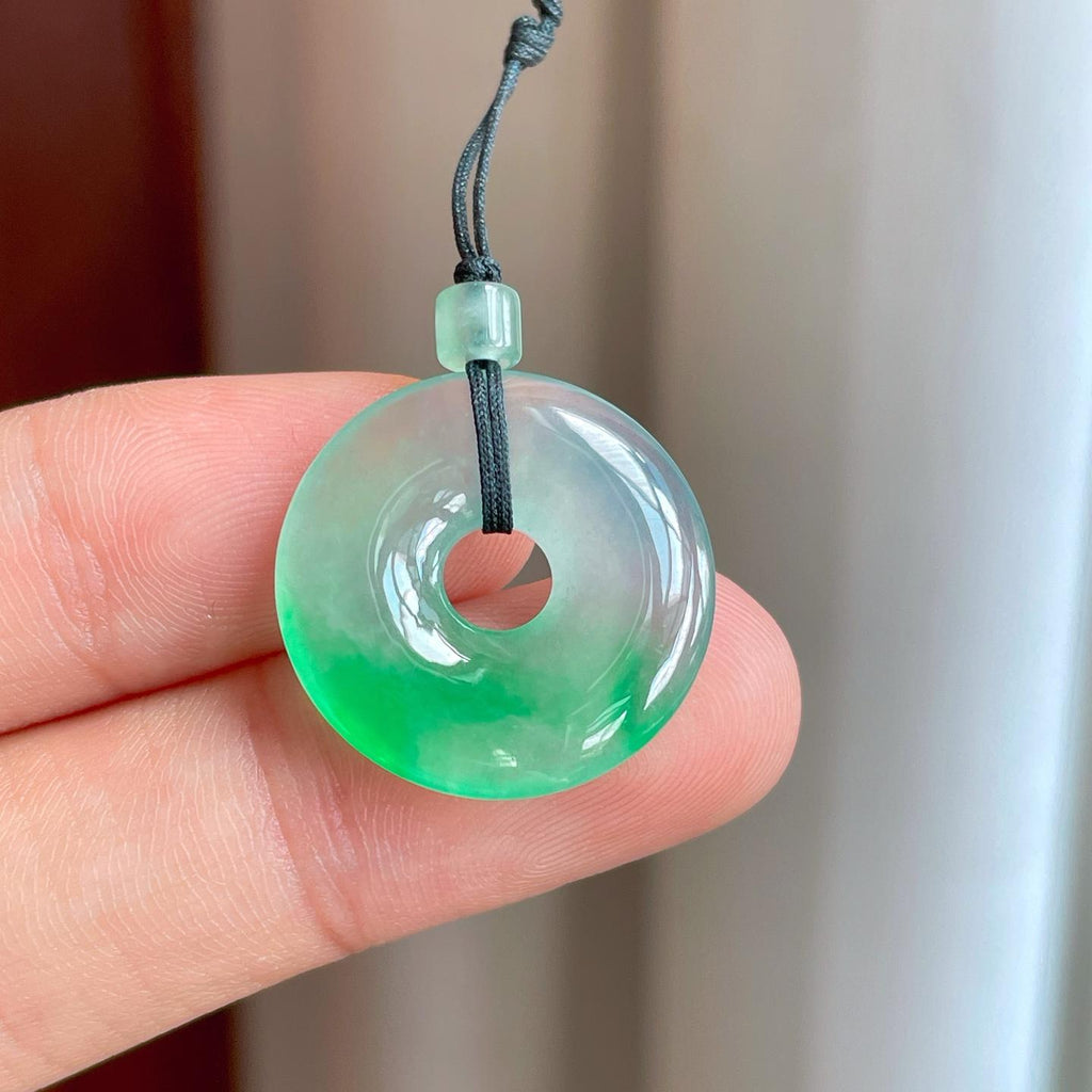 冰种带色翡翠甜甜圈（yc247655）