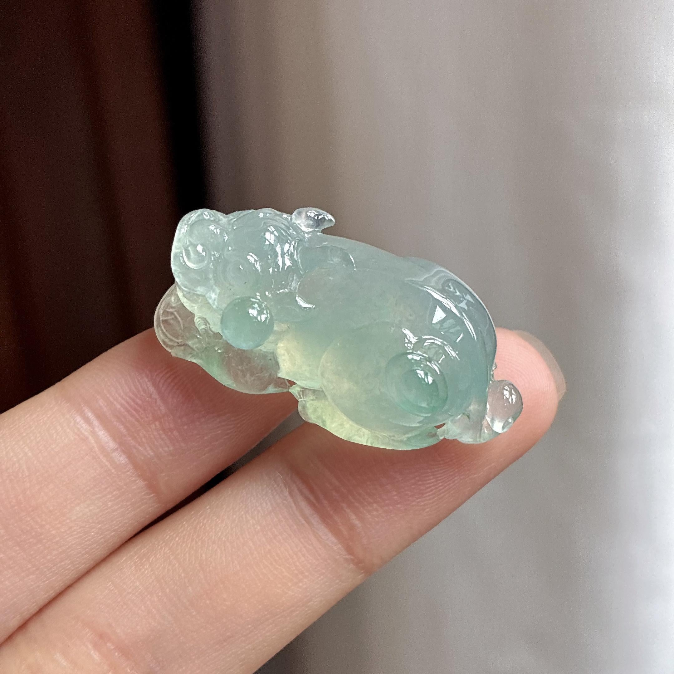 冰种晴底貔貅挂件 天然缅甸A货翡翠（yc483688）