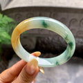 细糯种黄翡飘花正圈平安镯55圈 天然缅甸A货翡翠（yc481904）