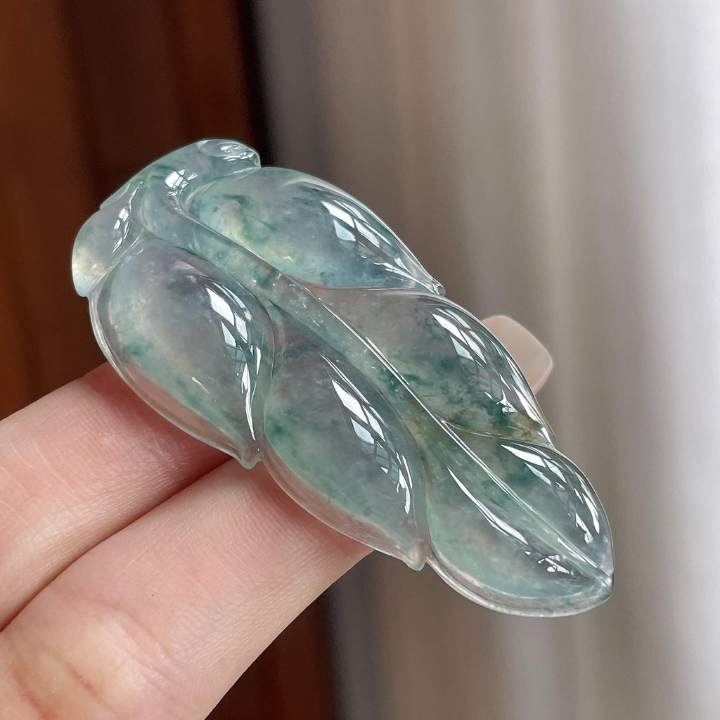 冰种飘花玉叶挂件（yc774409）