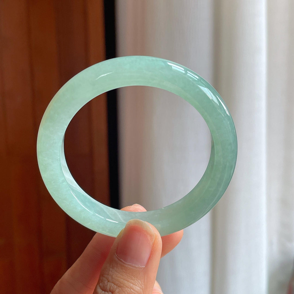 冰种晴底翡翠平安镯（52mm）（yc345503）