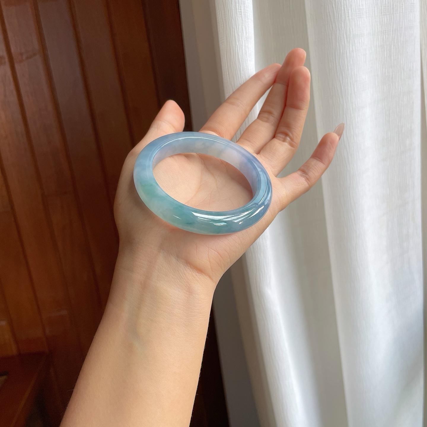 冰种紫罗兰翡翠平安镯（56mm）（yc314113）