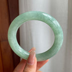 糯冰种晴底翡翠胖圆条手镯（54mm）（yc194786）