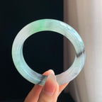 冰种水墨花带色翡翠平安镯（57.7mm)（yc323699）