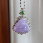 18k金镶糯冰紫罗兰翡翠佛公（yc250566）