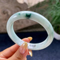 大圈口 细糯种飘花正圈平安镯60.3圈 天然缅甸A货翡翠（yc464066）