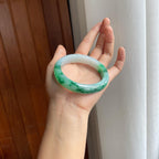 糯冰带色特色翡翠平安镯（58.5mm）（yc277387）