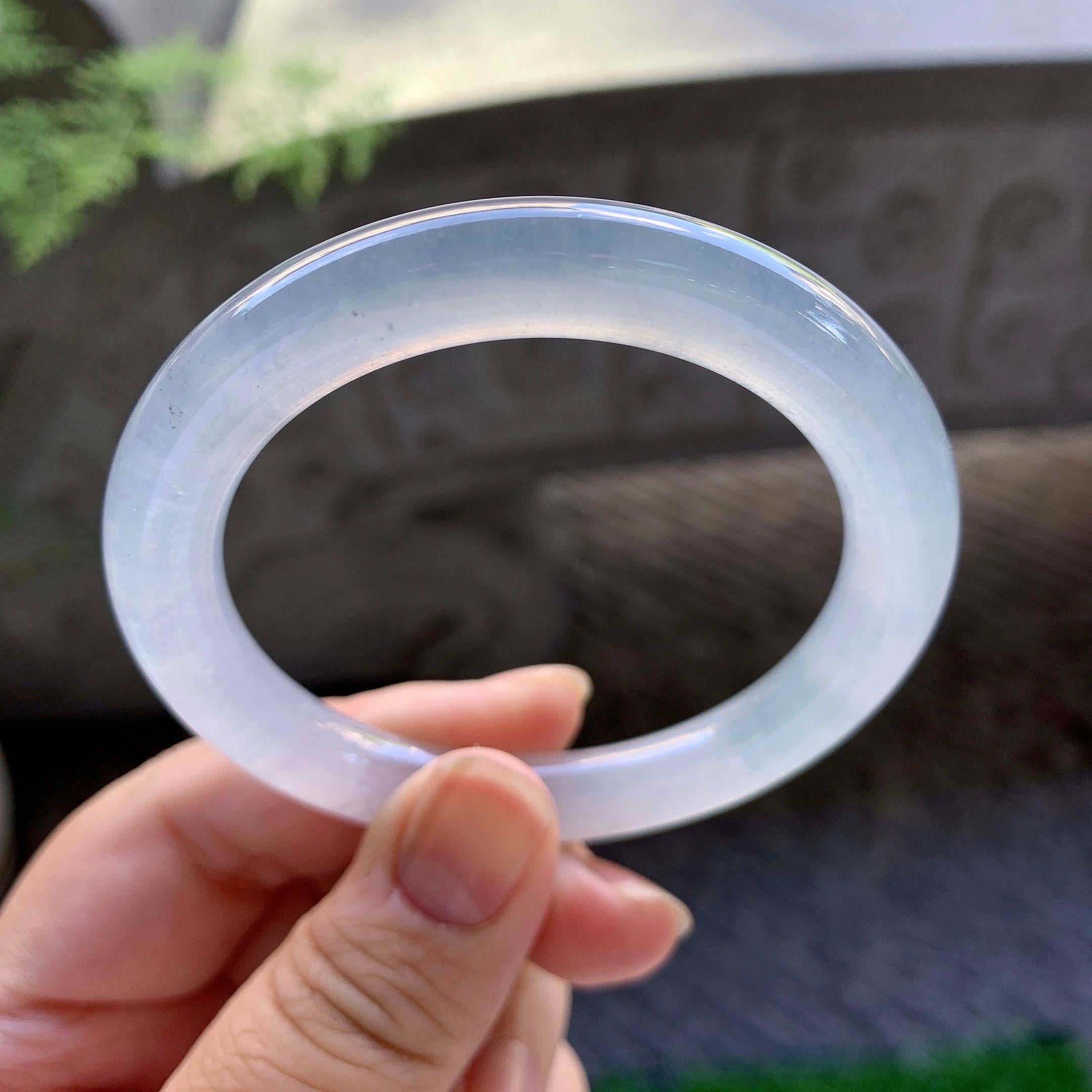 冰种无色圆条手镯（53.3mm）