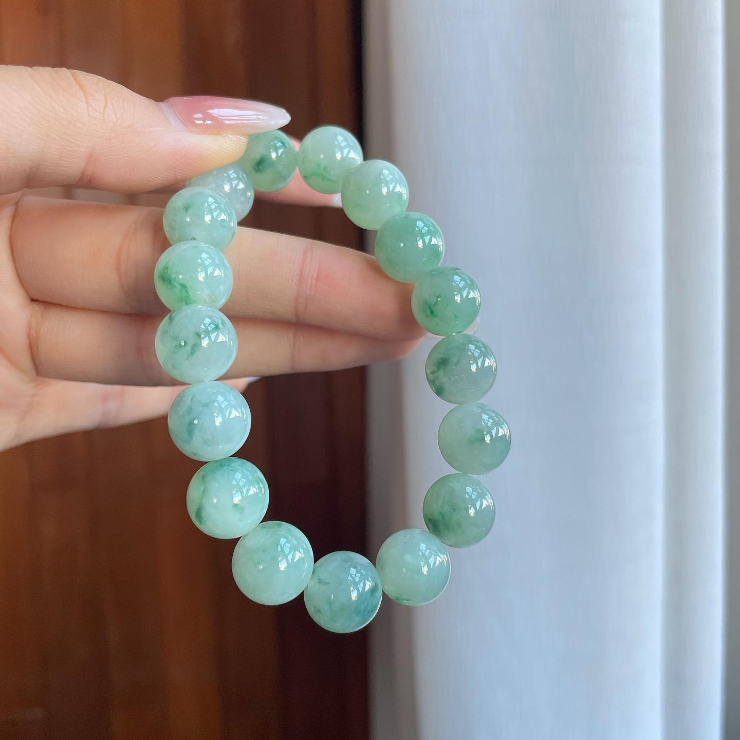 糯冰飘花翡翠珠串手串（yc266478）