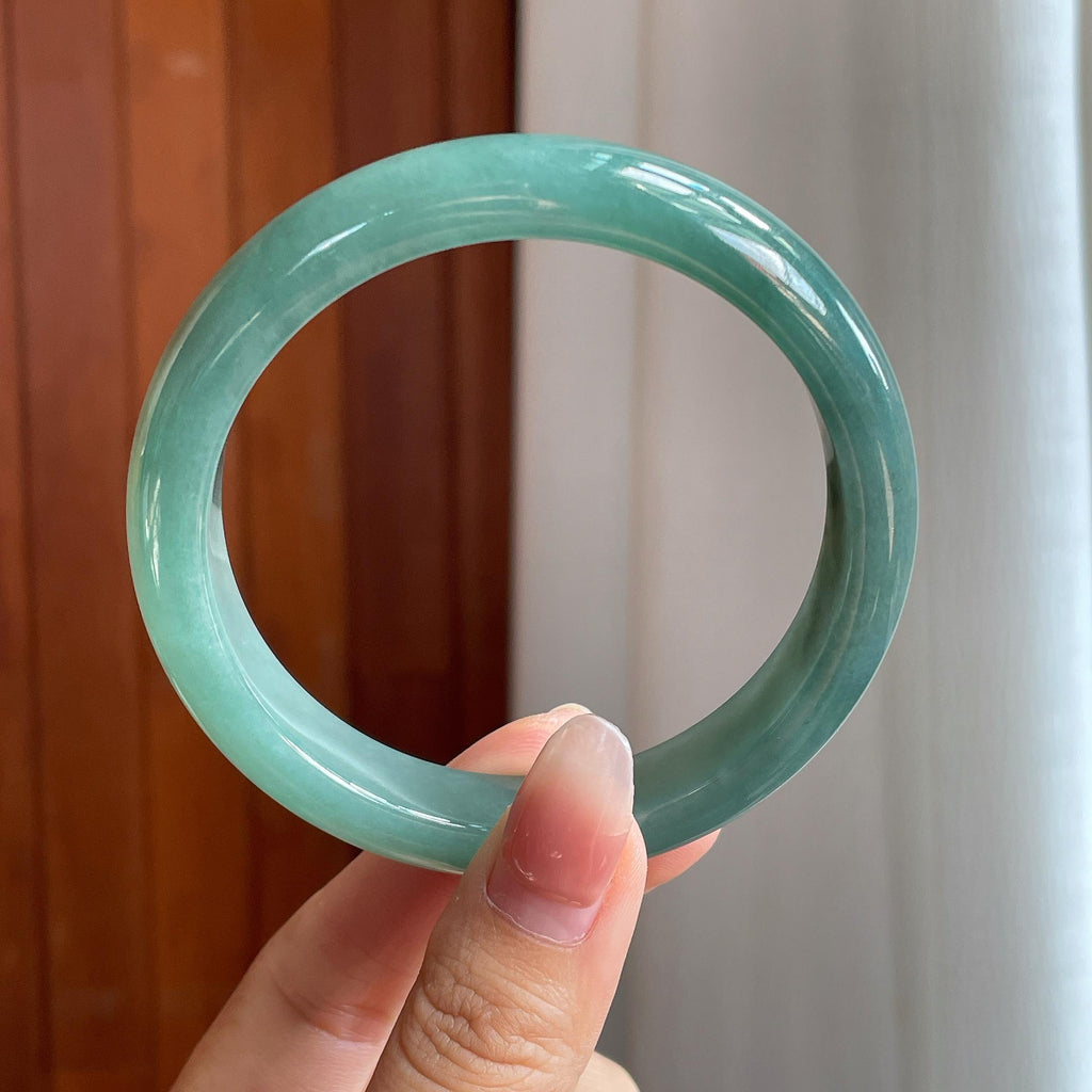 糯冰湖水绿翡翠平安镯（62.5mm）（yc346542）