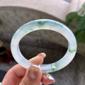 糯冰种飘绿花正圈平安镯  54.2圈口  天然缅甸A货翡翠（yc431637）