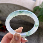 糯冰种飘绿花正圈平安镯  54.2圈口  天然缅甸A货翡翠（yc431637）