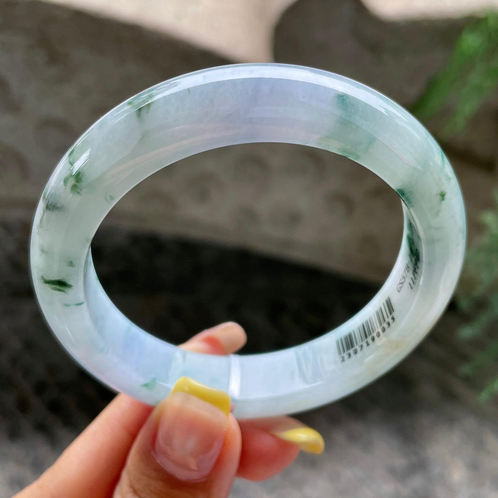 细糯种飘花正圈平安镯56圈        天然缅甸A货翡翠（yc392743）