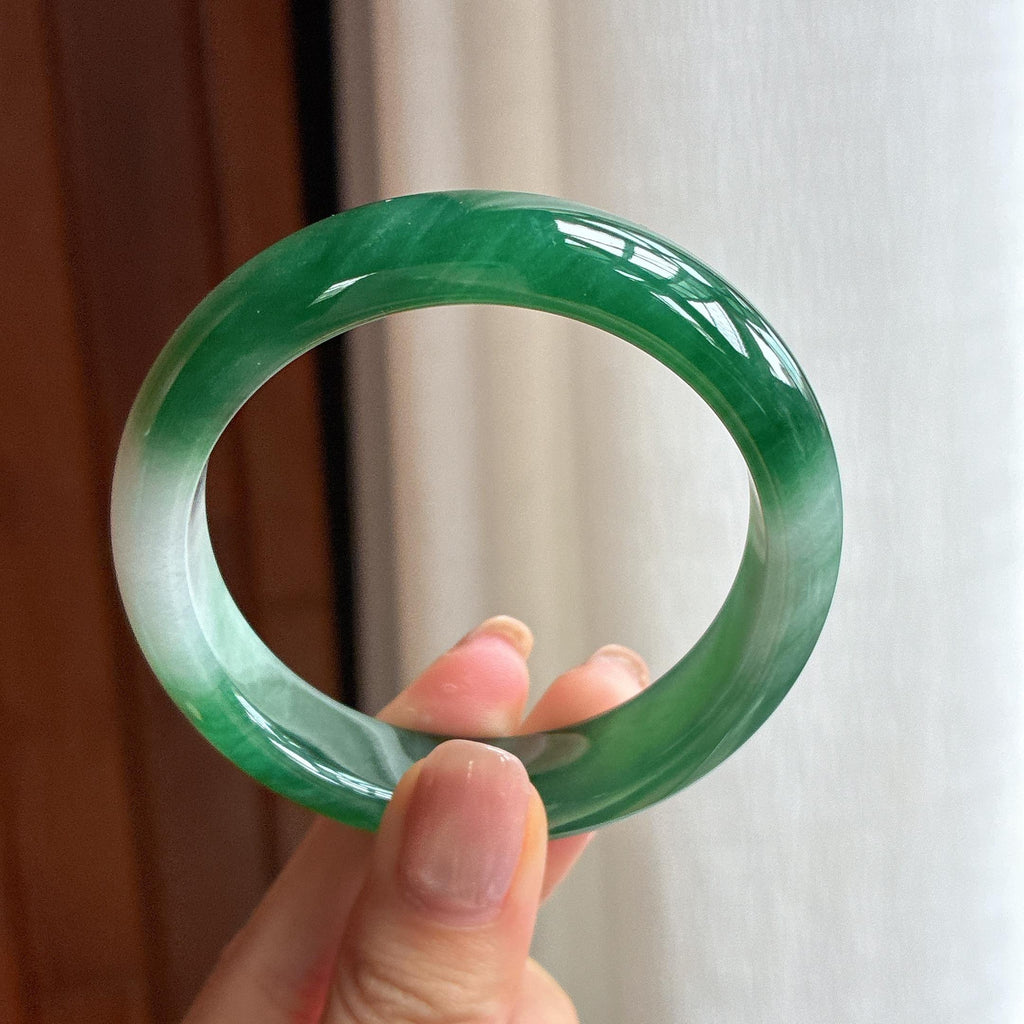 冰种带色翡翠平安镯（53.2mm)（yc424263）