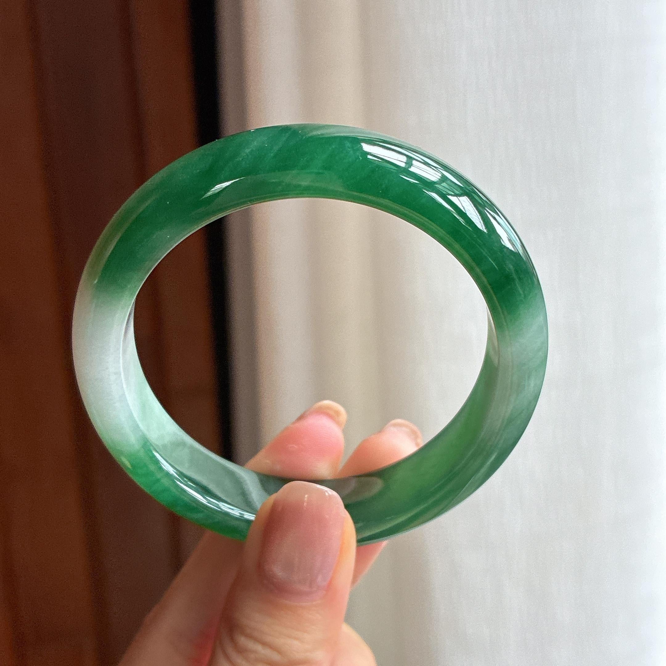 冰种带色翡翠平安镯（53.2mm)（yc424263）