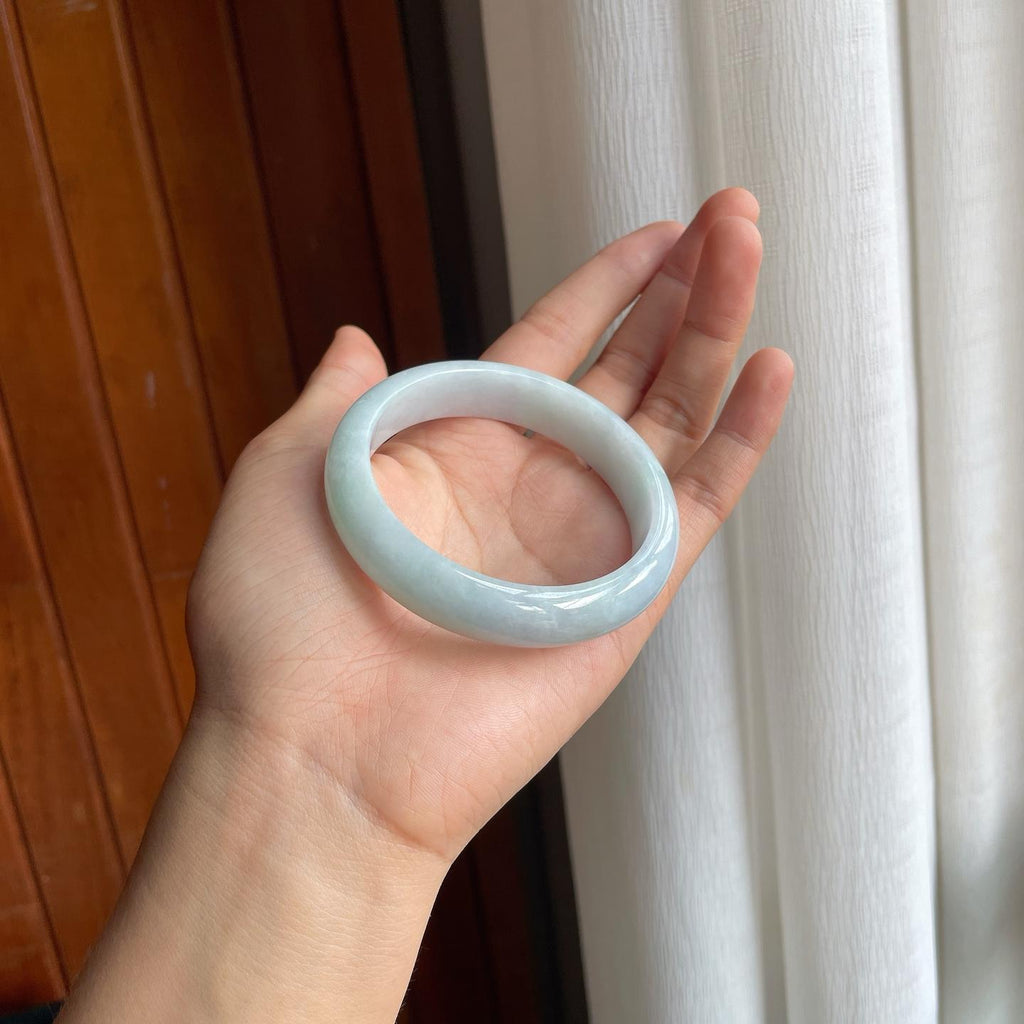 糯种带色翡翠平安镯（57.5mm）（yc221959）