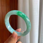 糯冰带色翡翠平安镯（60.8mm）（yc400169）