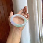 糯冰春彩翡翠圆条手镯（56mm）（yc283308）