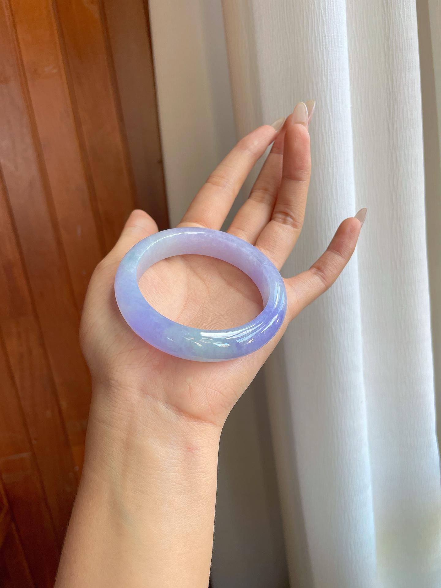 糯冰淡椿紫罗兰翡翠平安镯（55mm）（yc268249）