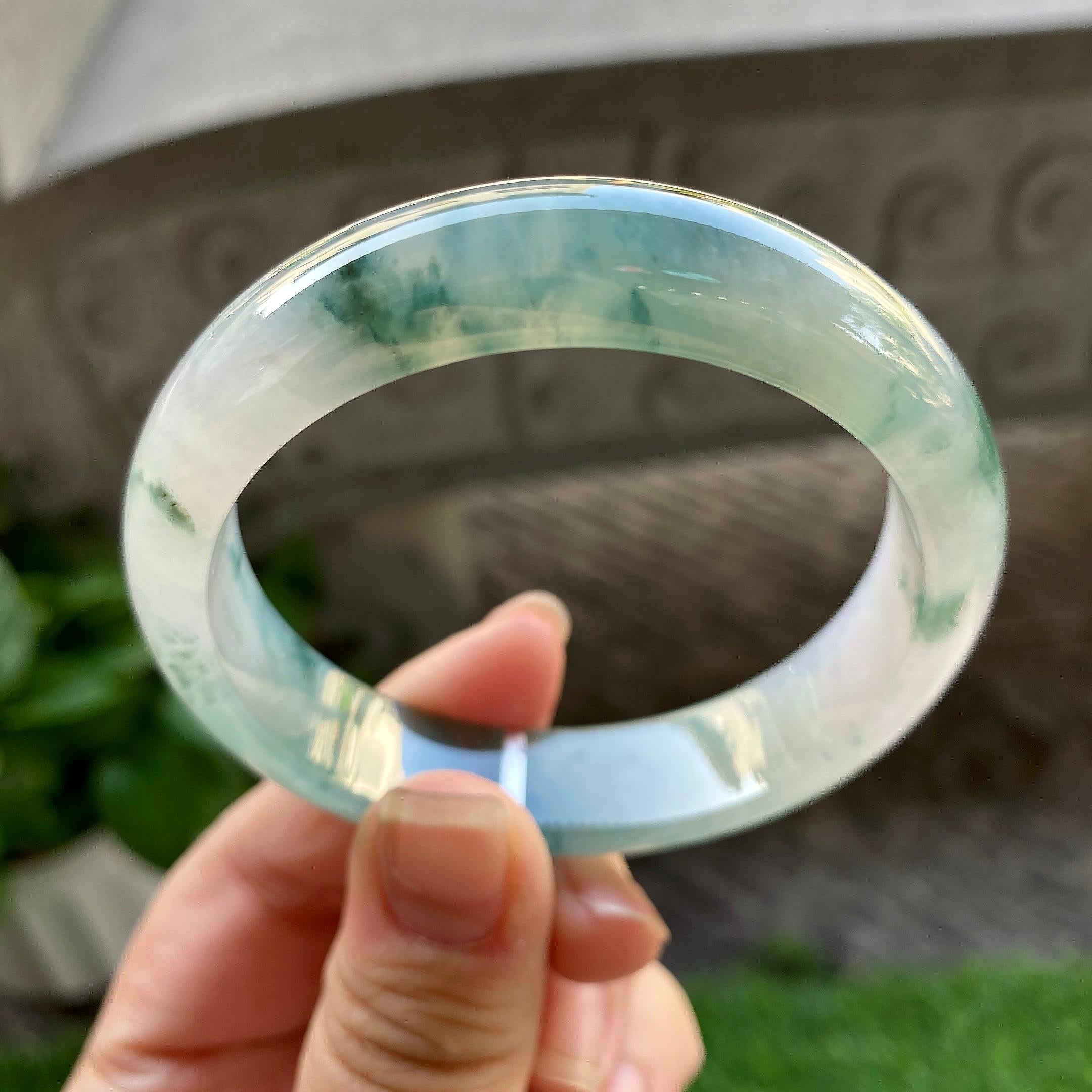 糯冰种飘花平安镯（55.8mm）（yc304782）