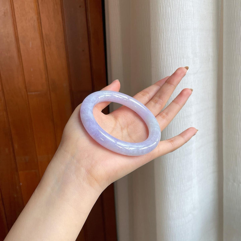 糯冰紫罗兰翡翠圆条手镯（56.8mm)（yc373956）