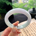 细糯种淡春彩正圈平安镯 54.3圈口 天然缅甸A货翡翠（yc473069）