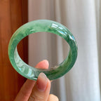 糯冰飘花宽版翡翠平安镯（57mm）（yc310962）
