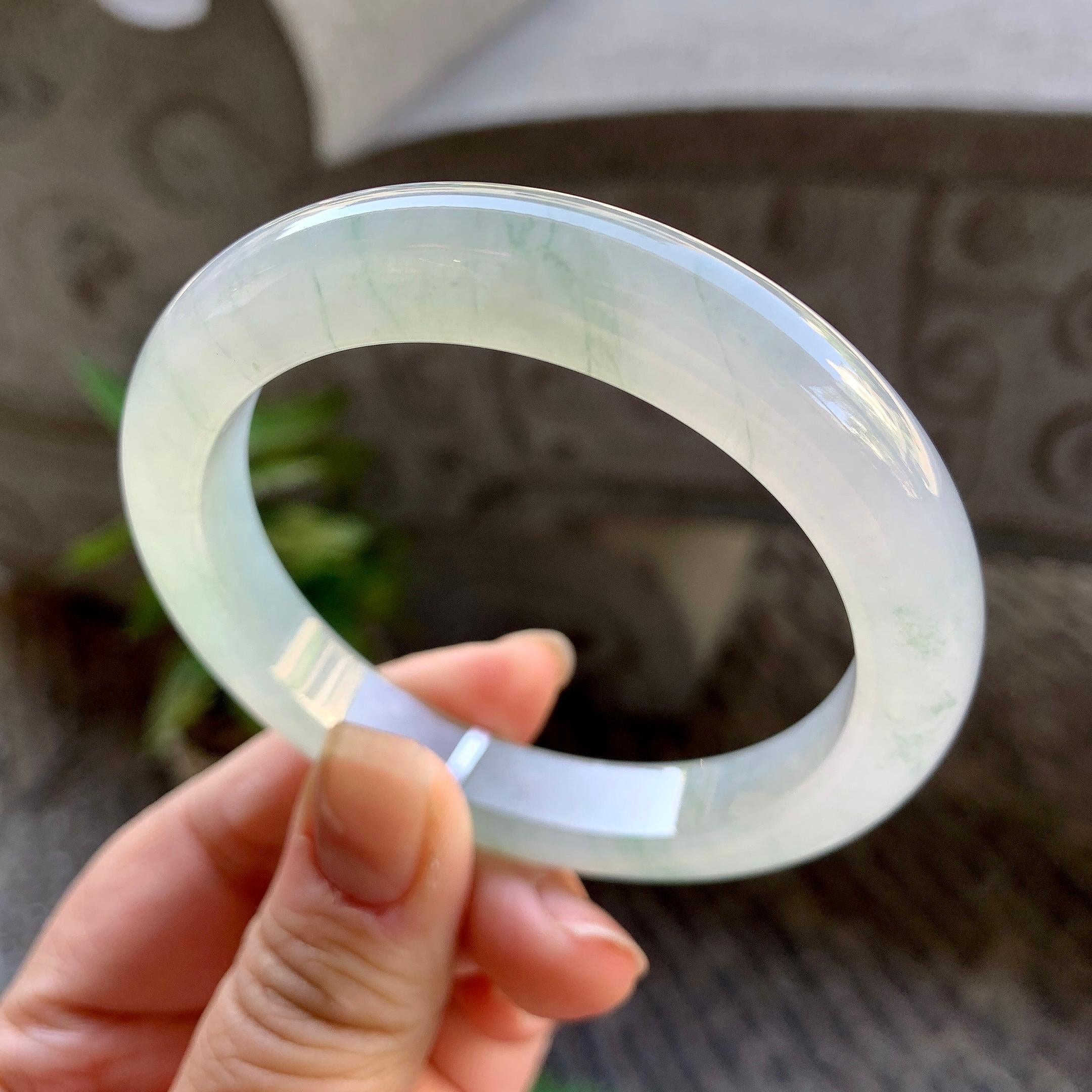 糯冰种晴底飘花平安镯（55.8mm）（yc307305）
