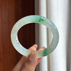糯冰飘花正圈平安镯 51圈 天然缅甸A货翡翠（yc454409）