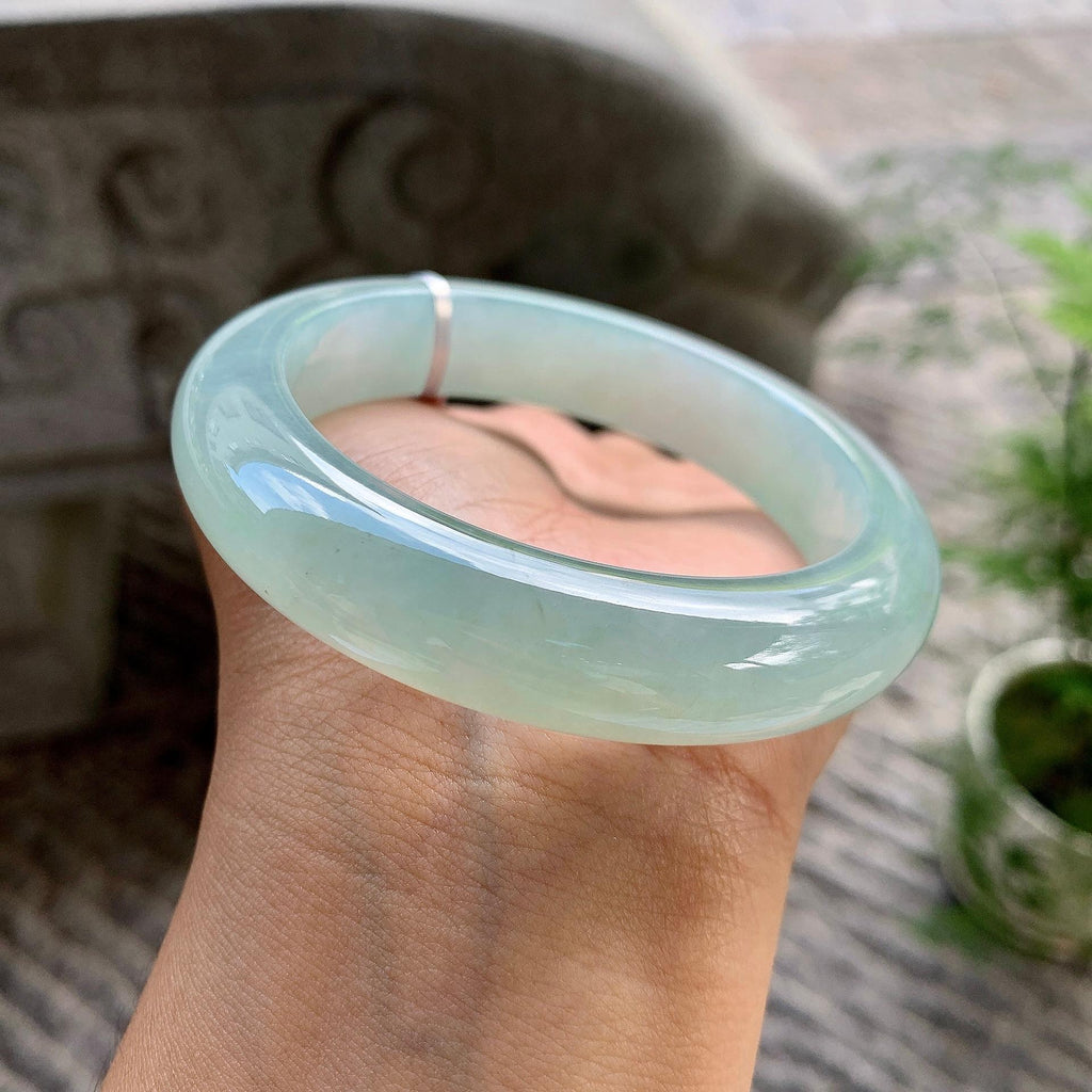 糯冰种晴底宽版轮胎手镯（57.6mm）（yc202335）