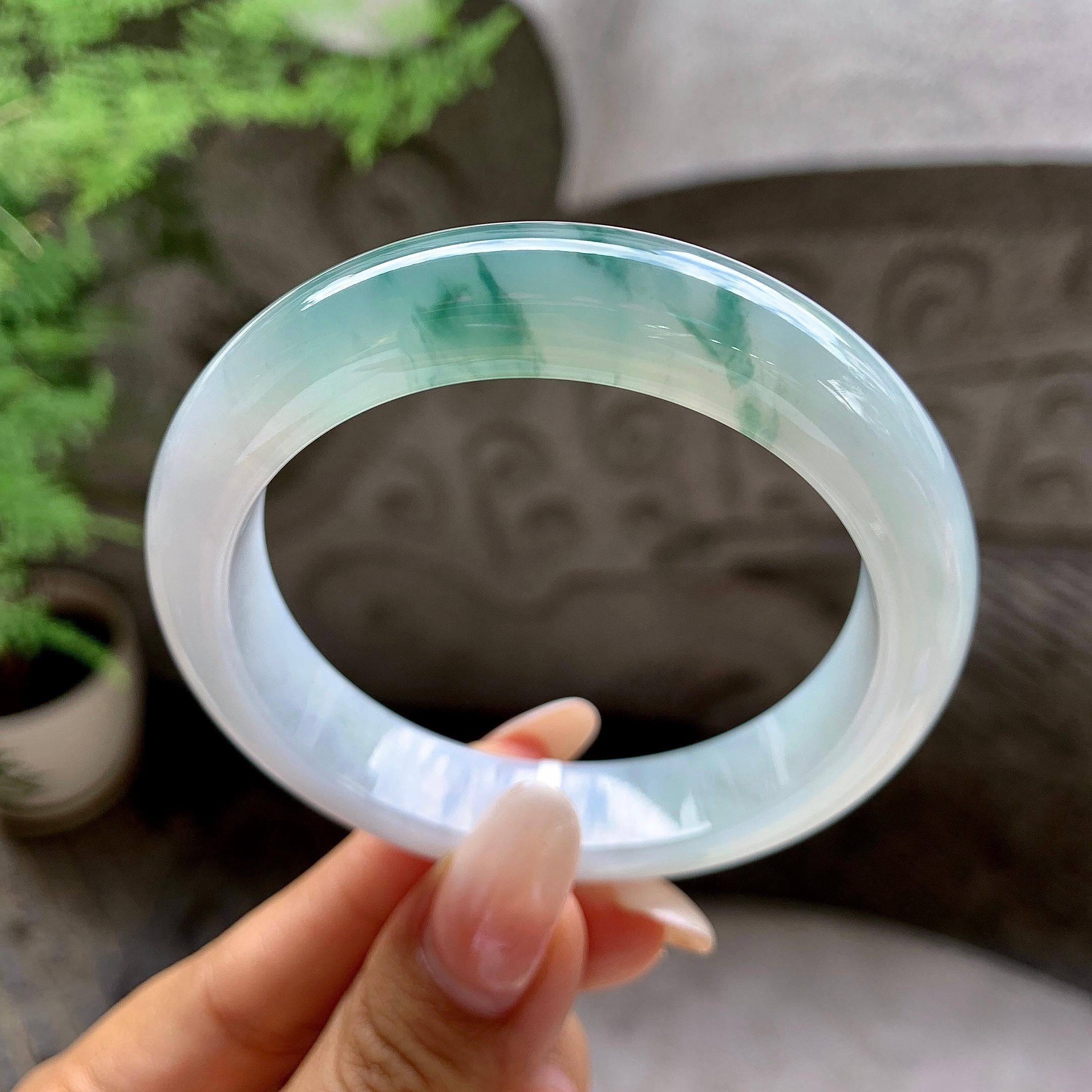 细糯种飘花平安镯（54.2mm）（yc203693）