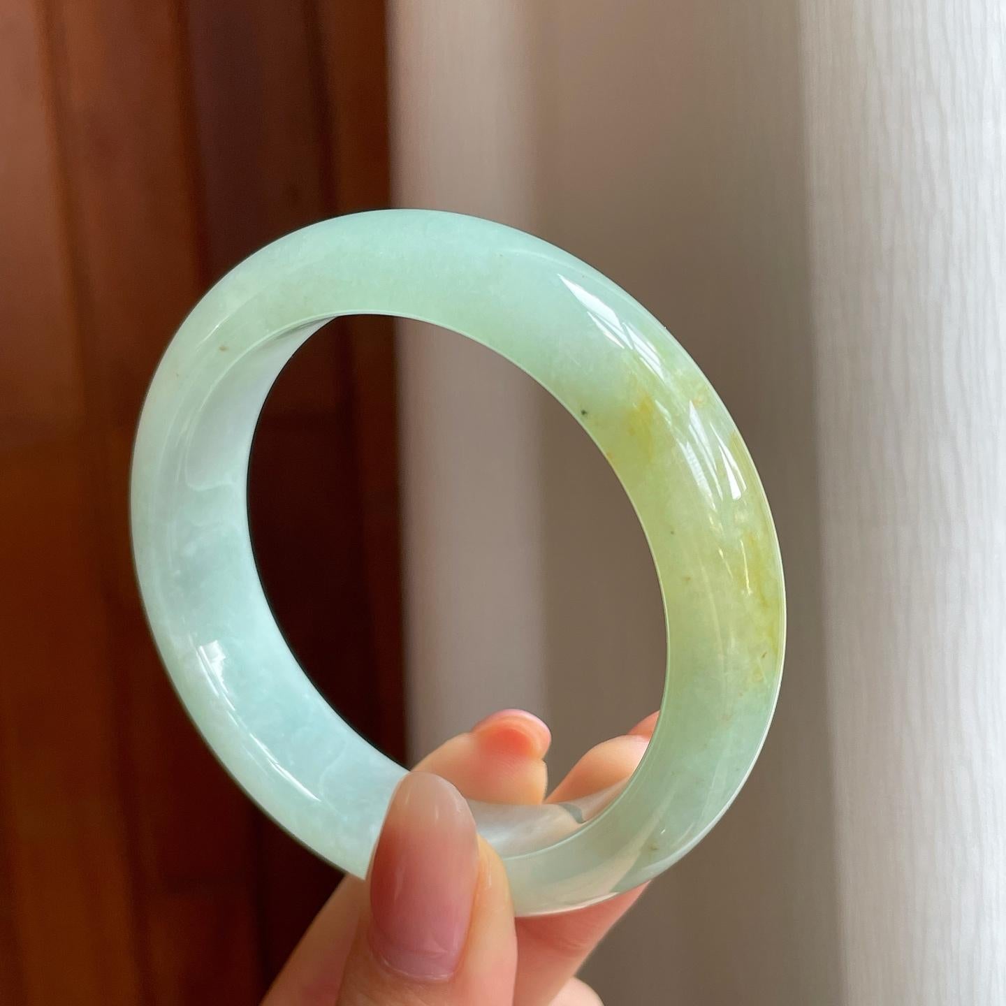 冰种黄翡翡翠平安镯（55.4mm)（yc345511）