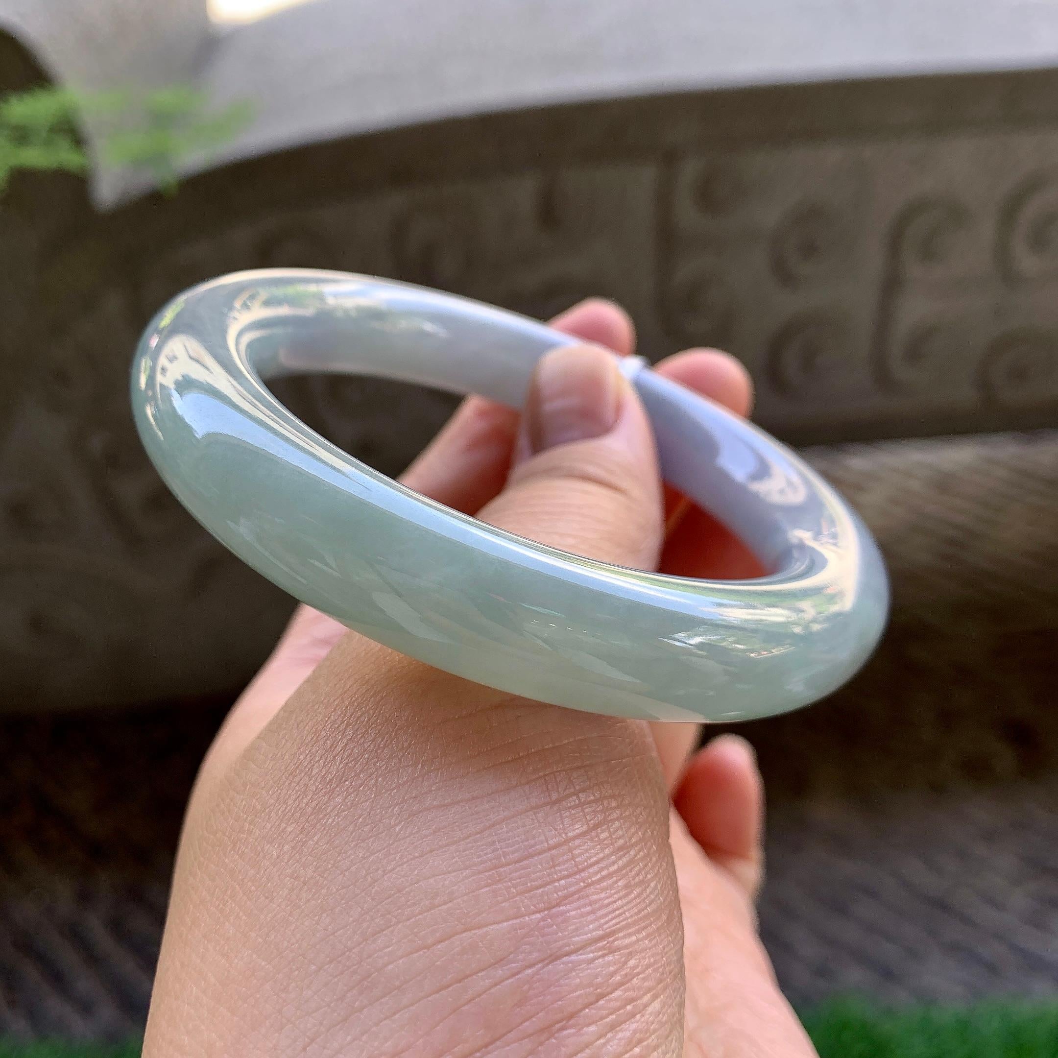 糯种淡春彩圆条手镯（59mm）（yc213147）