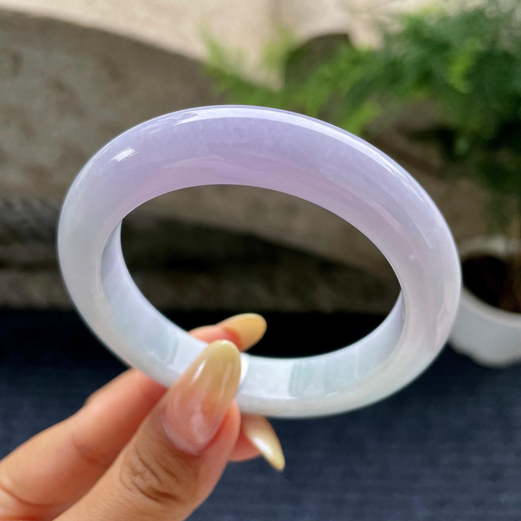 细糯种紫罗兰正圈平安镯56圈 天然缅甸A货翡翠（yc489154）