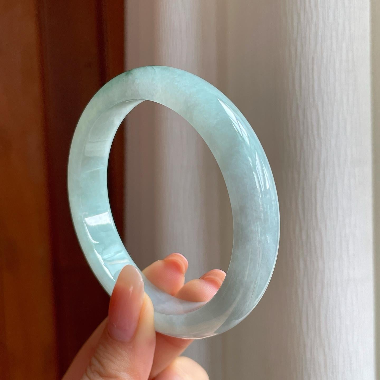 糯冰飘花翡翠平安镯（60mm)（yc350504）