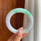 糯冰春底带色翡翠圆条手镯（57mm）（yc410817）