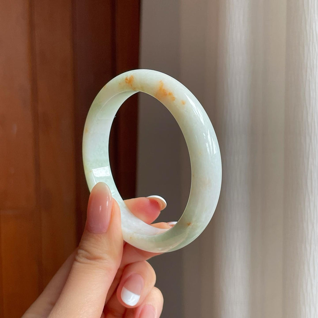 糯冰晴底洒金翡翠平安镯（54.8mm)（yc378033）