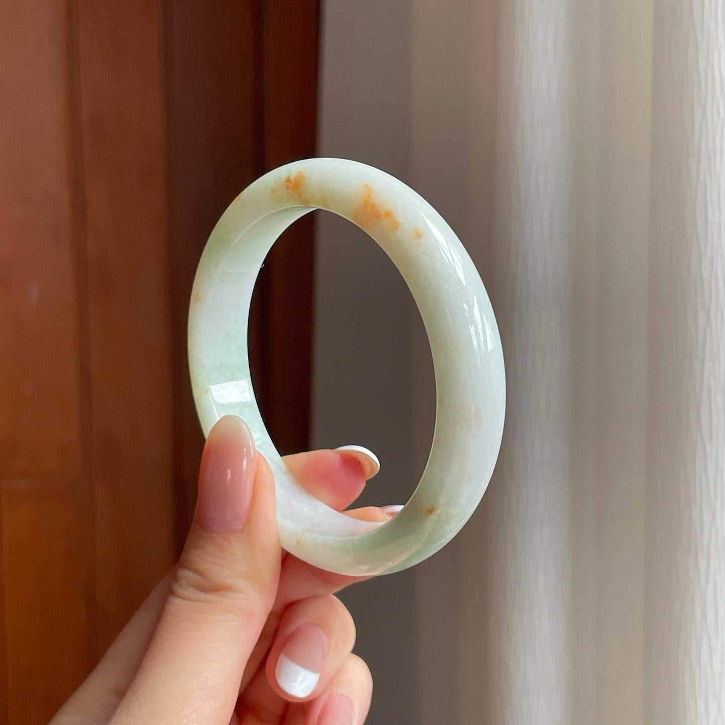 糯冰晴底洒金翡翠平安镯（54.8mm)（yc378033）