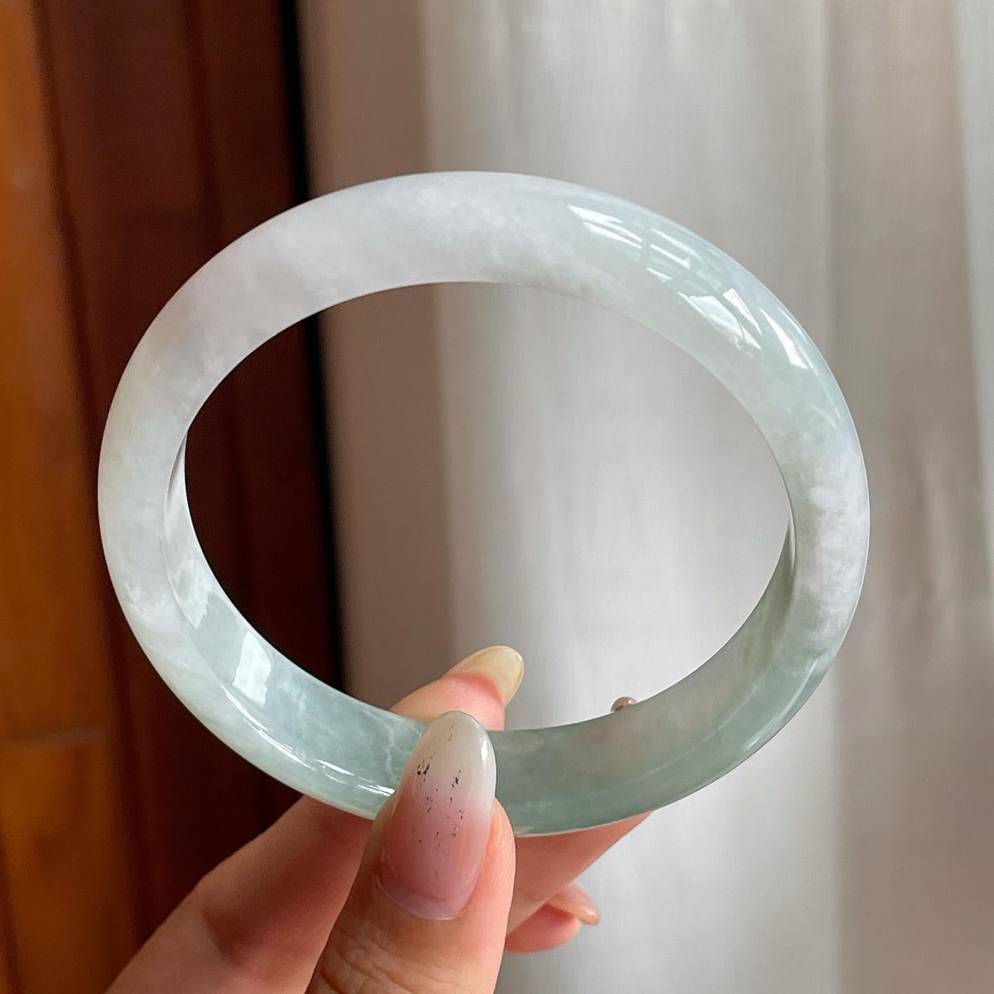 糯冰种飘花翡翠平安镯（59mm）（yc216820）