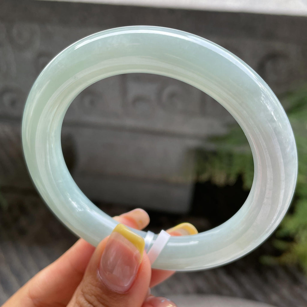 细糯种湖水绿圆条手镯55.6圈         天然缅甸A货翡翠（yc387382）