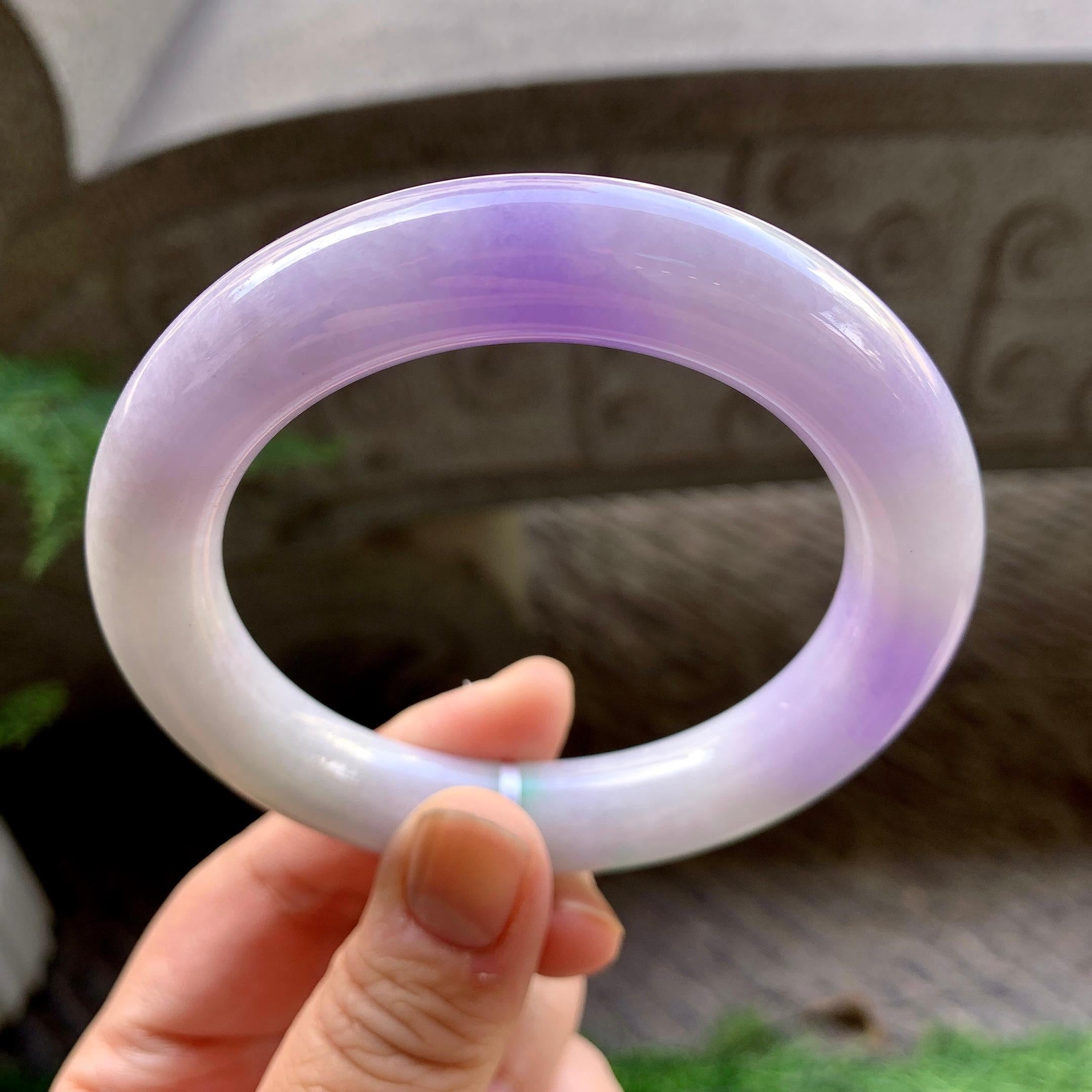 糯种紫罗兰飘花圆条手镯（58.7mm）（yc259069）