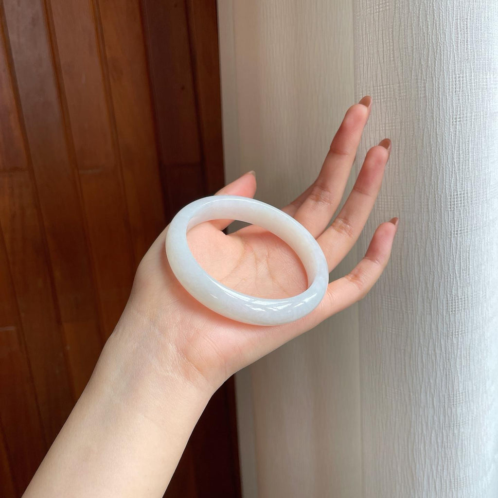 糯冰白月光翡翠平安镯（58.7mm)（yc373977）