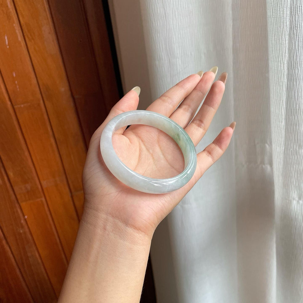 糯冰种飘花翡翠平安镯（59mm）（yc216820）