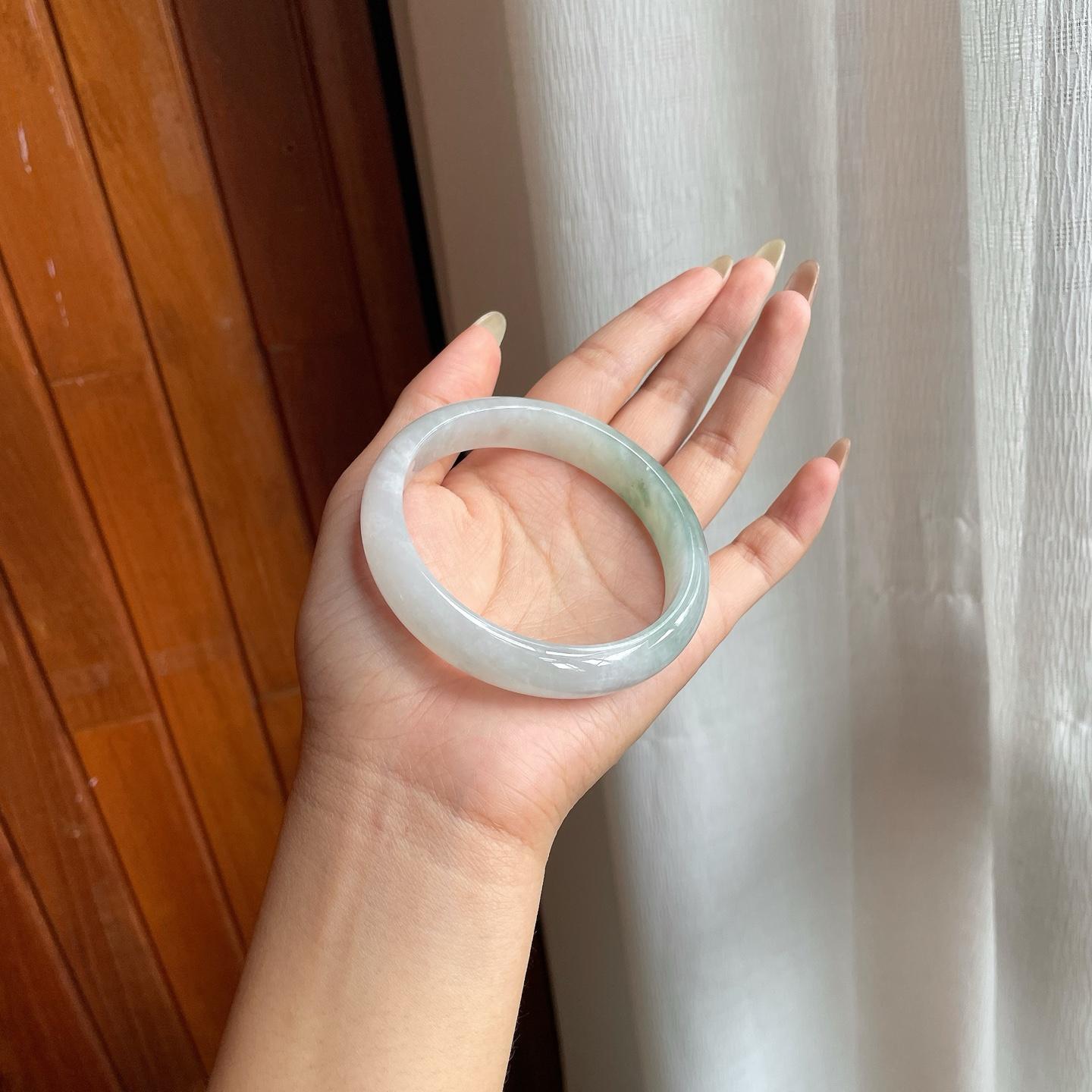 糯冰种飘花翡翠平安镯（59mm）（yc216820）