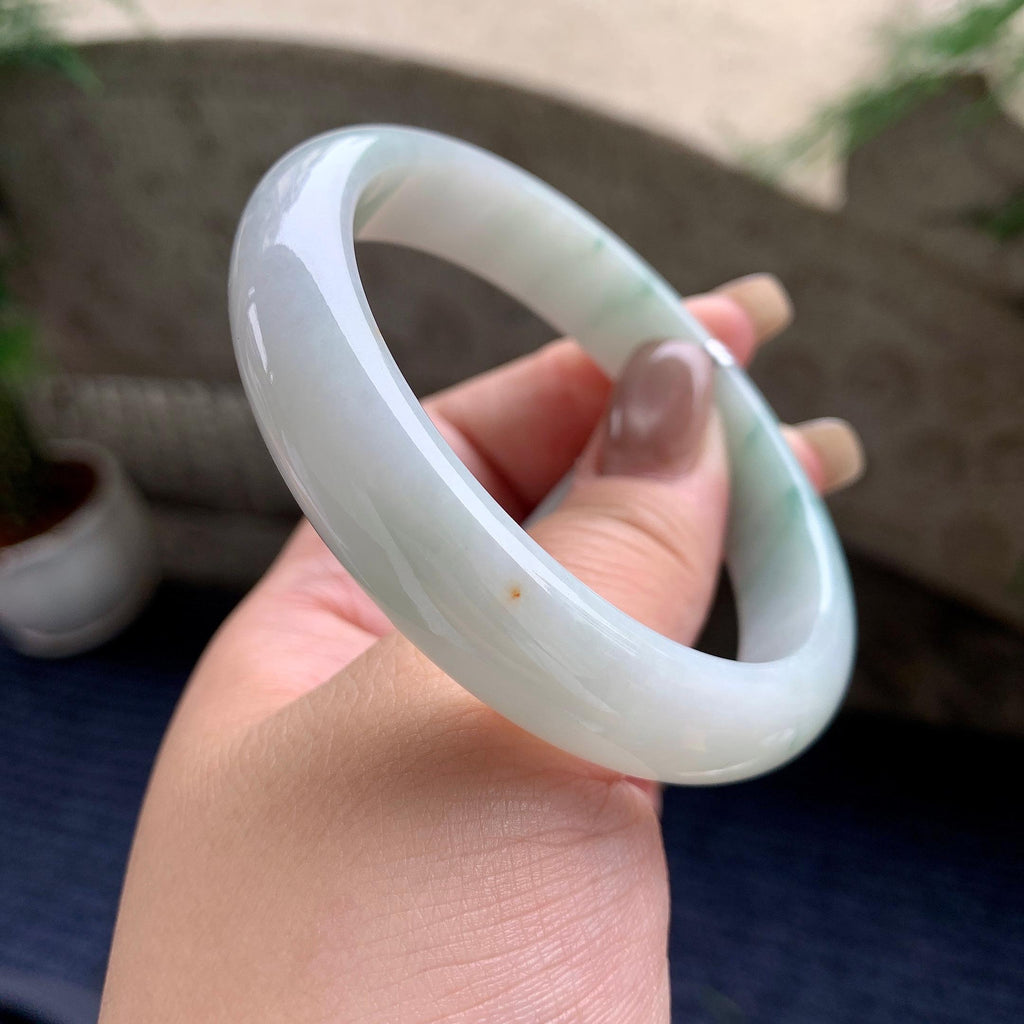 细糯种飘蓝花正圈平安镯  60.2圈口  天然缅甸A货翡翠（yc441138）