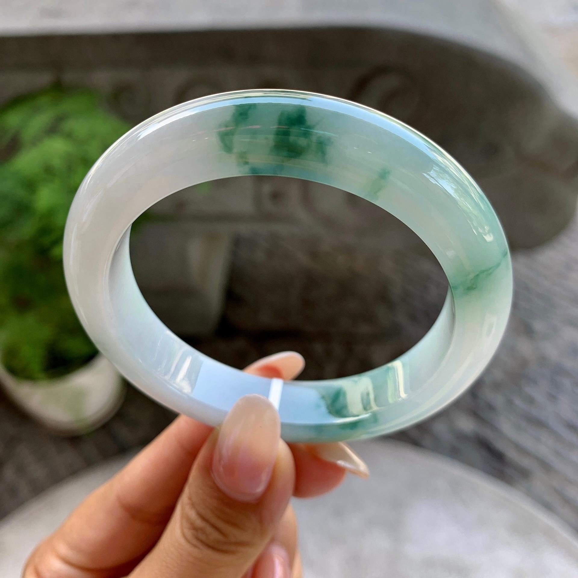 细糯种飘花平安镯（56mm）（yc199561）