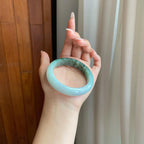 细糯冰半山半水翡翠平安镯（57mm）（yc272885）