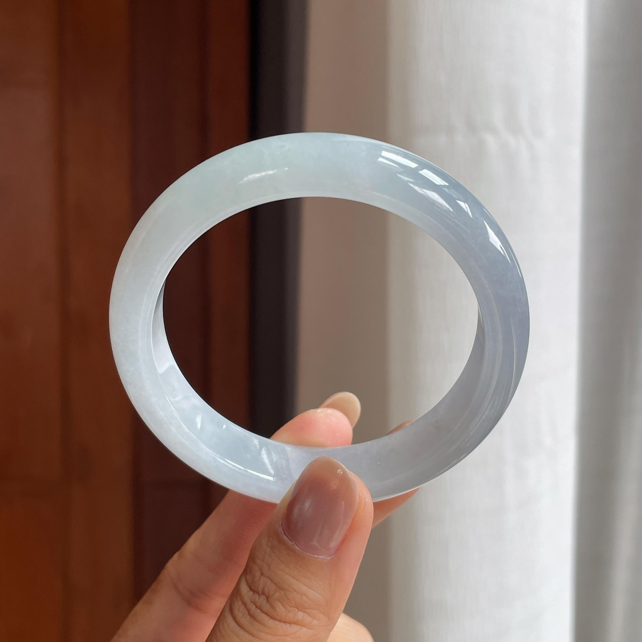 冰种淡底色翡翠平安镯（57mm）（yc404790）