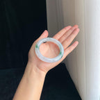 冰种飘花圆条翡翠手镯（54.2mm）（yc391389）