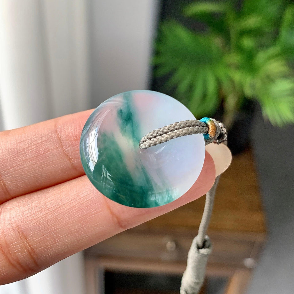 糯冰种飘花平安扣吊坠（yc245075）